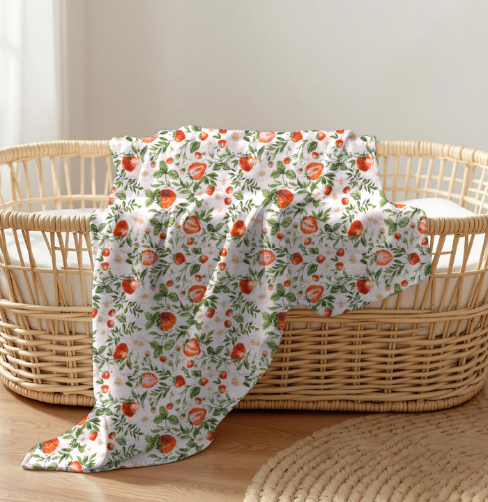 PRE-ORDER: 4-in-1 Muslin Cotton Swaddle Blanket - Strawberry Fields