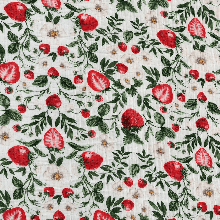 PRE-ORDER: Ultra-Lightweight 6-Layer Muslin Blanket - Strawberry Fields