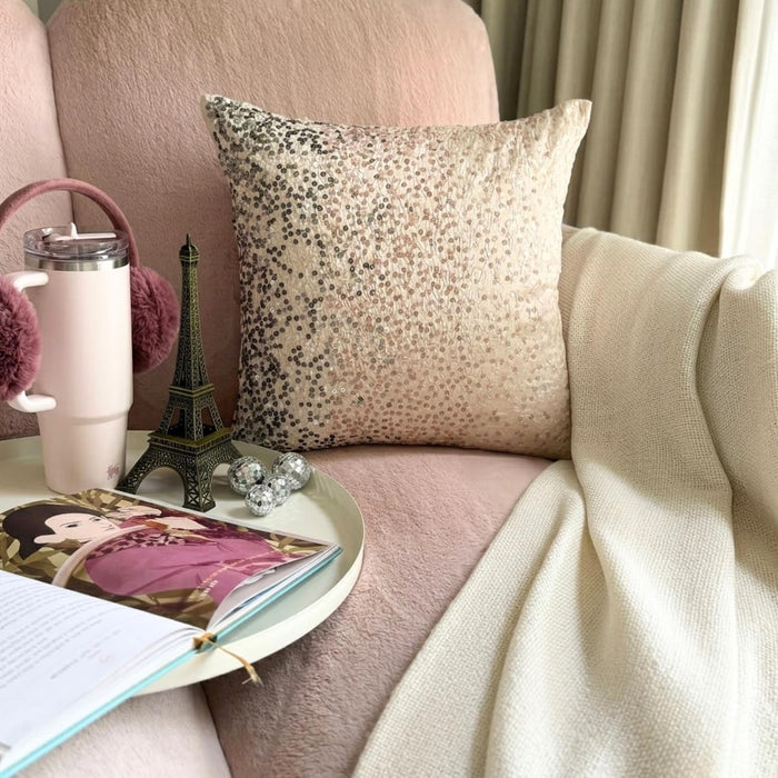 Princess Sparkle - Powder Pink Art Silk Throw Pillow Cover