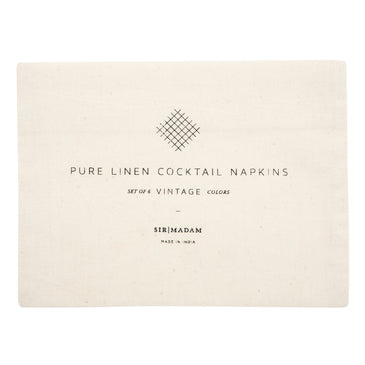 Pure Linen Cocktail Napkins in Vintage Tones