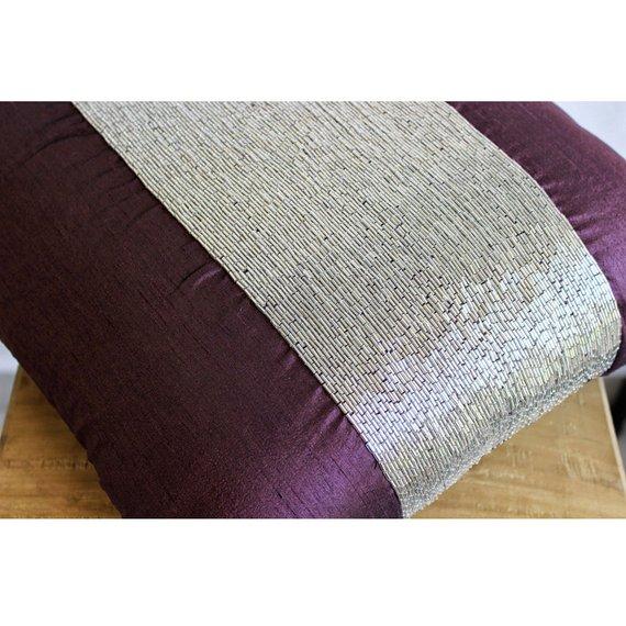 Purple Center - Purple Art Silk Decorative Euro Sham