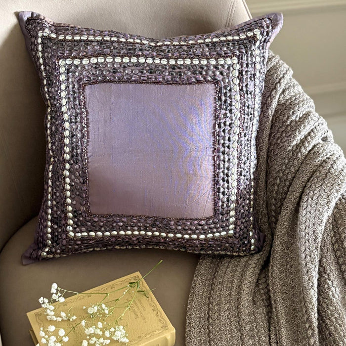 Purple Glamor - Purple Art Silk Decorative Euro Sham