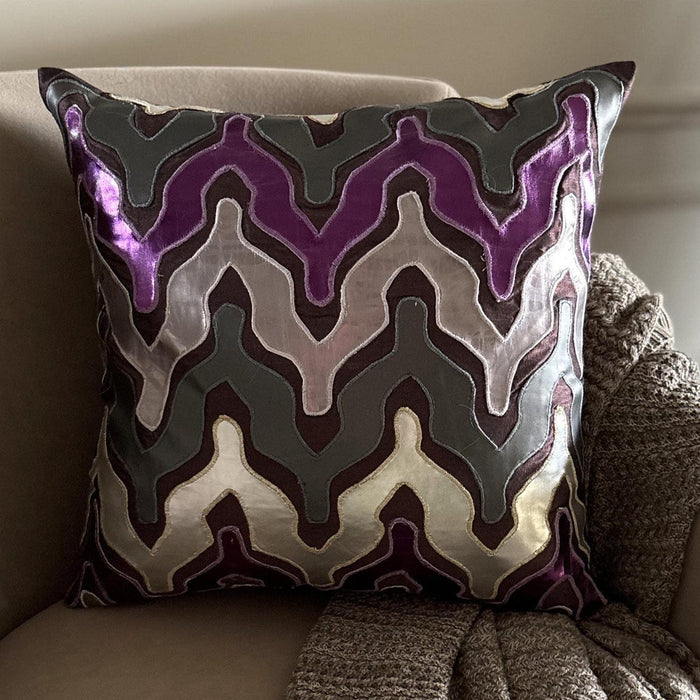 Purple Lava - Purple Faux Leather Decorative Euro Sham