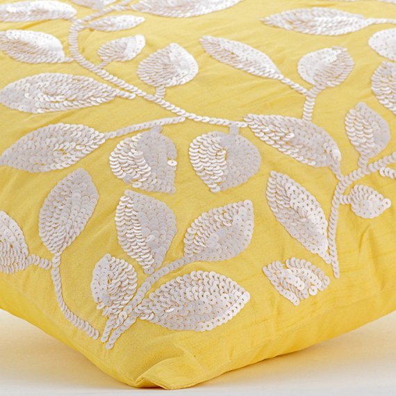 Rainy Blue Leaves - Mocha Cotton Linen Throw Pillow Cover