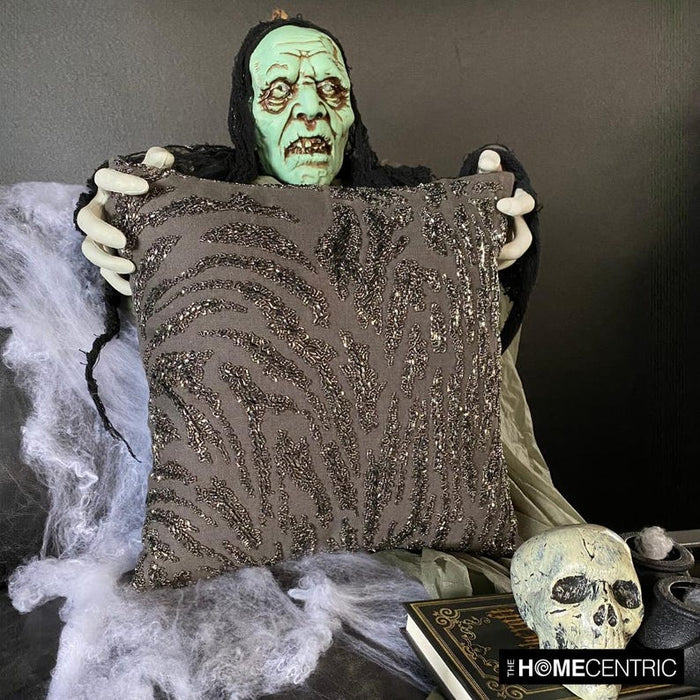 Raving Night - Charcoal Gray Linen Decorative Throw Pillow Cover
