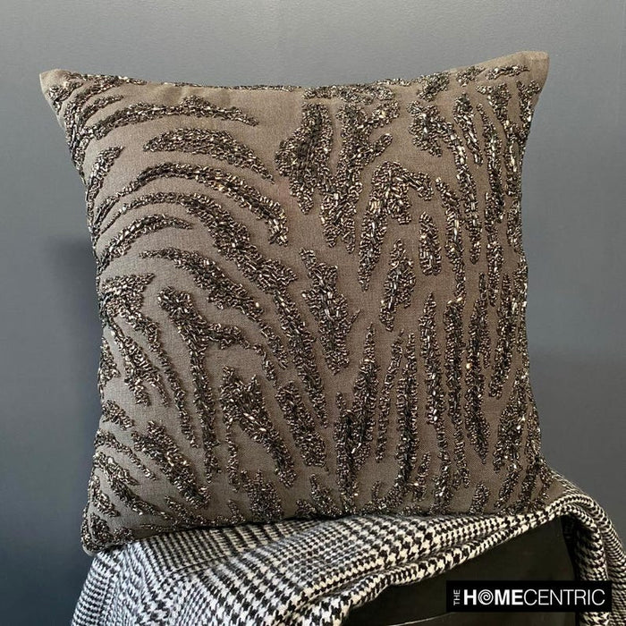 Raving Night - Charcoal Gray Linen Decorative Throw Pillow Cover