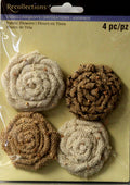 Recollections Handmade Burlap Fabric Flowers Embellishments - SCRAPBOOKFARE