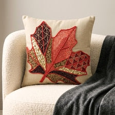 Red & Beige Linen Throw Pillow Cover - Changing Maple