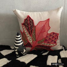 Red & Beige Linen Throw Pillow Cover - Changing Maple