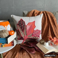 Red & Beige Linen Throw Pillow Cover - Changing Maple