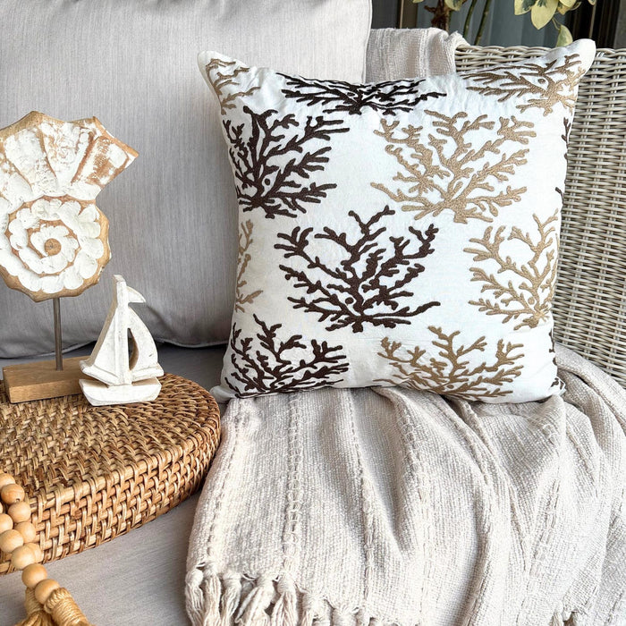 Red Corals - Red Cotton Linen Decorative Euro Sham
