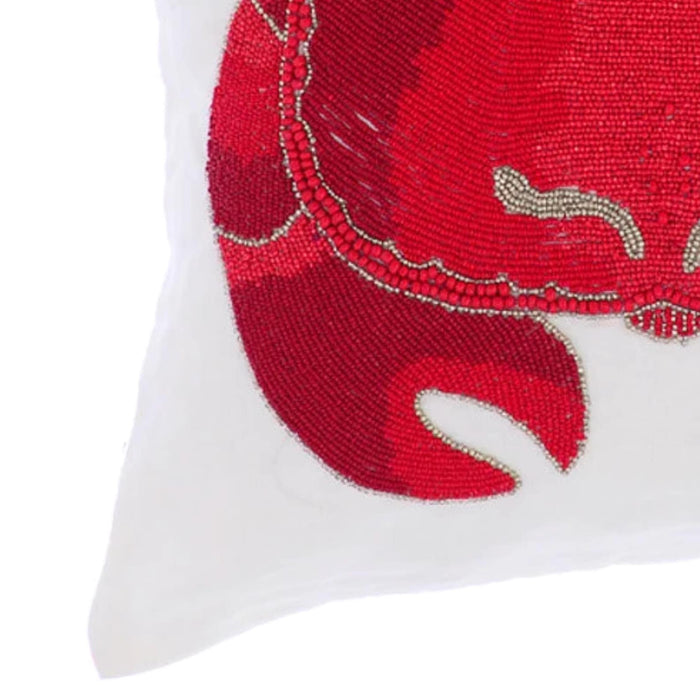 Red Crab Craze - Red Cotton Linen Decorative Euro Sham