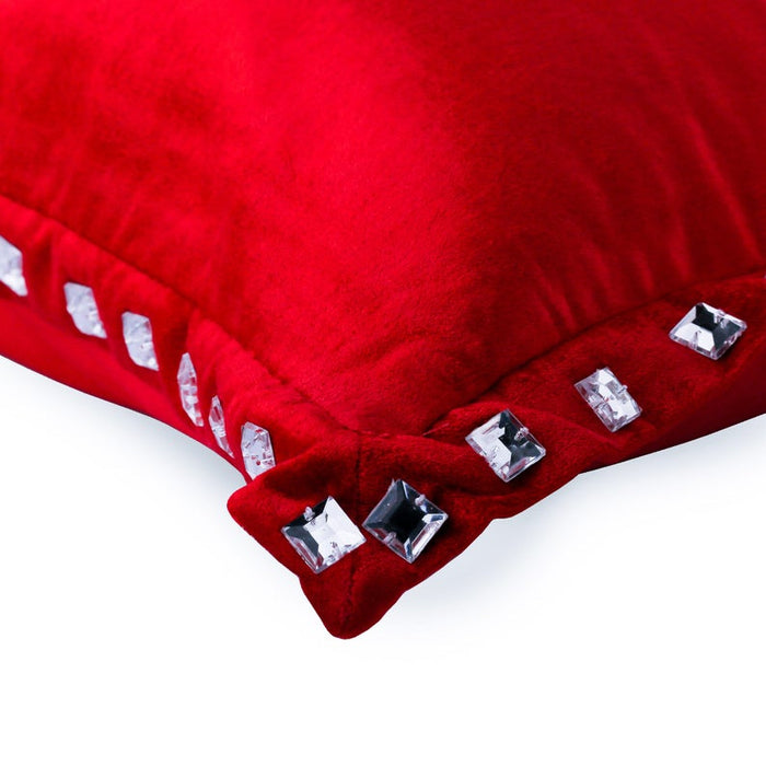 Red Crystal Palace - Red Velvet Throw Pillow Cover