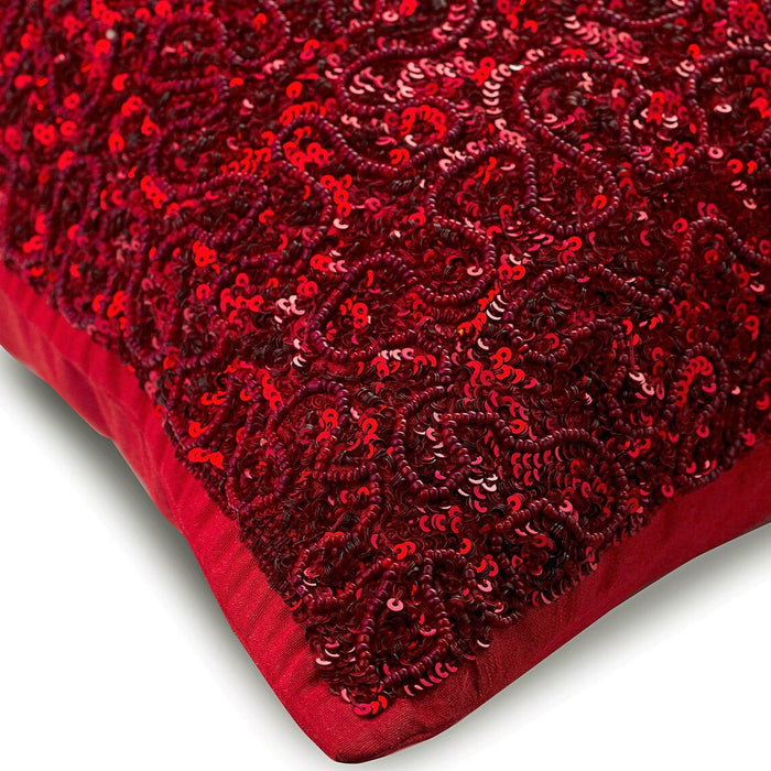 Red Glitterati - Red Silk Decorative Euro Sham