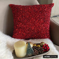 Red Glitterati - Red Silk Throw Pillow Cover
