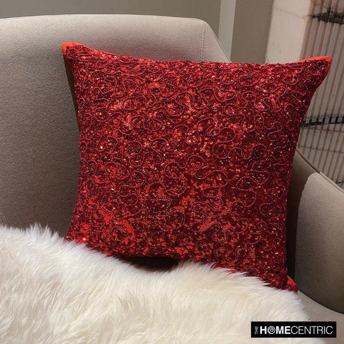 Red Glitterati - Red Silk Throw Pillow Cover