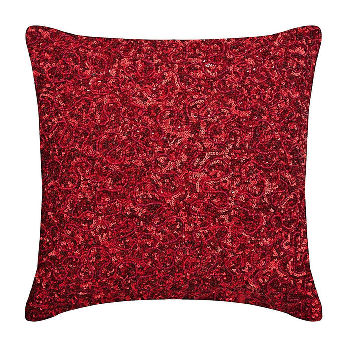 Red Glitterati - Red Silk Throw Pillow Cover