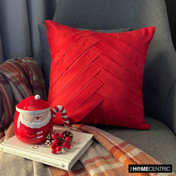 Red No Limits No Lines - Red Faux Suede Throw Pillow Cover