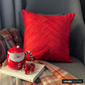 Red No Limits No Lines - Red Faux Suede Throw Pillow Cover