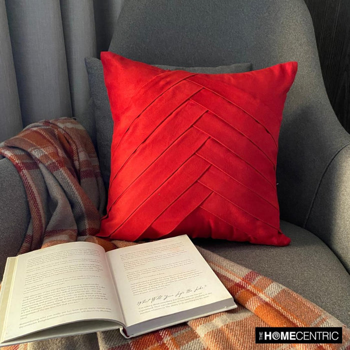Red No Limits No Lines - Red Faux Suede Throw Pillow Cover