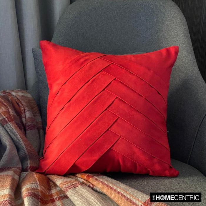 Red No Limits No Lines - Red Faux Suede Throw Pillow Cover