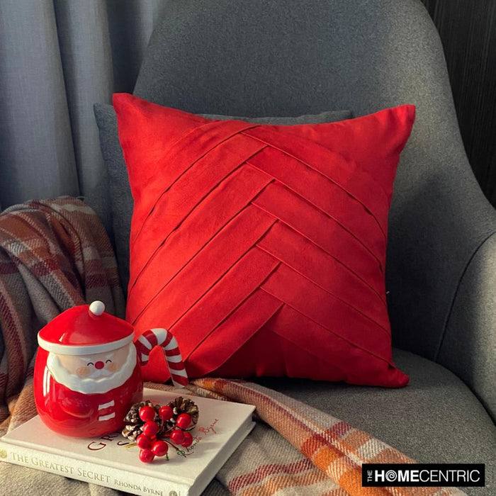 Red No Limits No Lines - Red Faux Suede Throw Pillow Cover