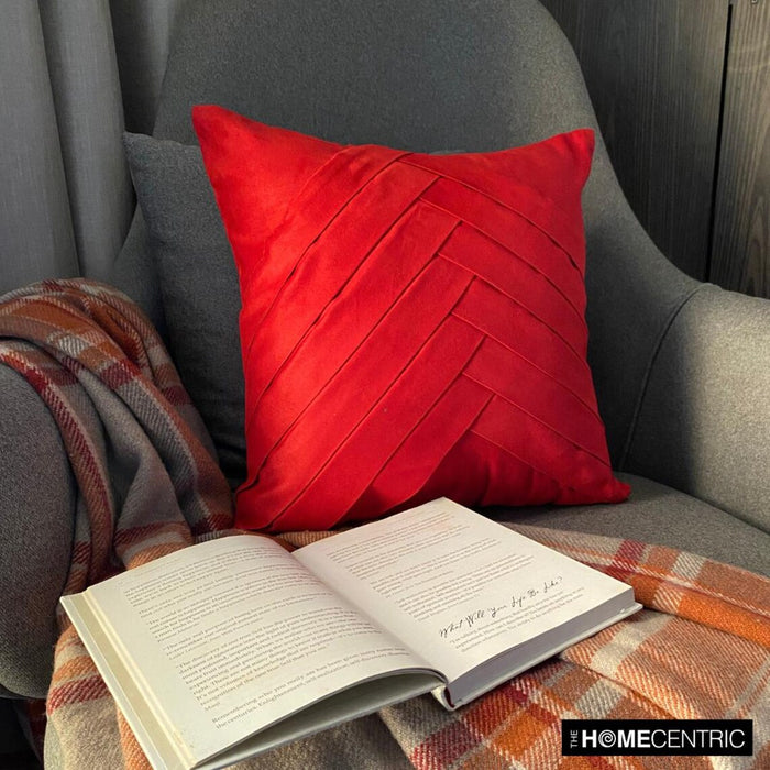 Red No Limits No Lines - Red Faux Suede Throw Pillow Cover