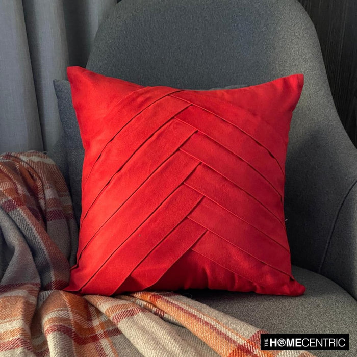 Red No Limits No Lines - Red Faux Suede Throw Pillow Cover
