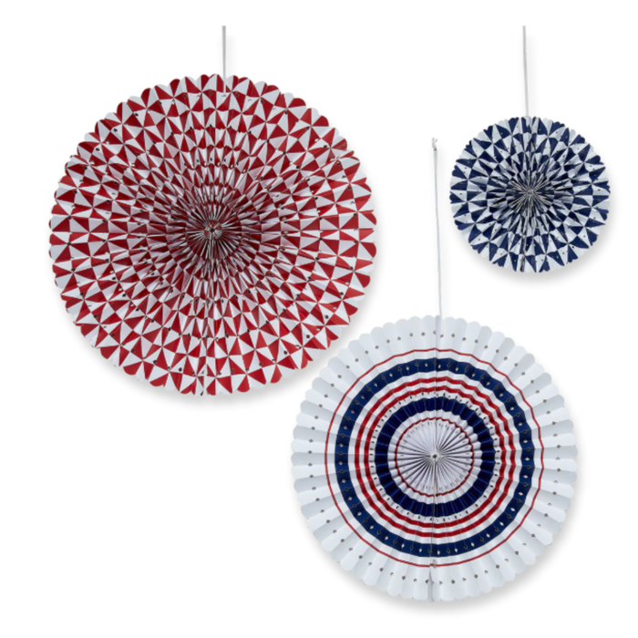 Red, White, & Blue Paper Fan Set/3 #G21167