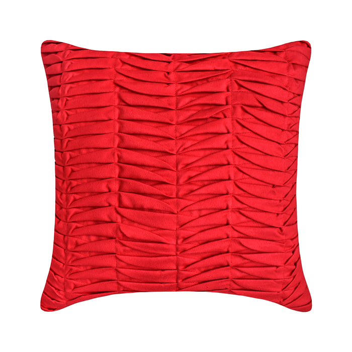 Red Wind Folds - Red Faux Suede Throw Pillow Cover