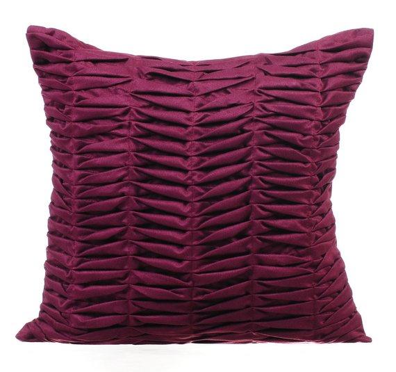 Red Wind Folds - Red Faux Suede Throw Pillow Cover