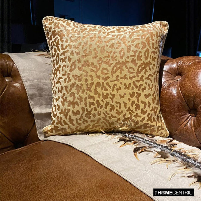Roar - Beige Velvet Decorative Euro Sham
