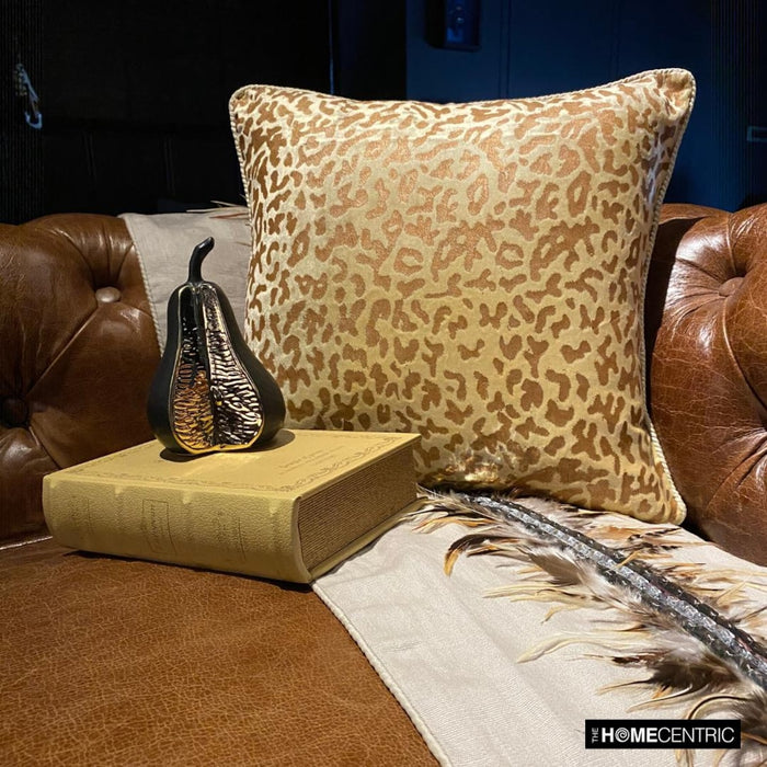 Roar - Beige Velvet Decorative Euro Sham