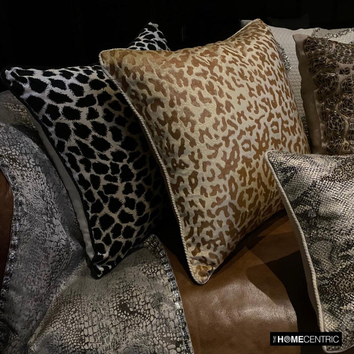 Roar - Beige Velvet Decorative Euro Sham