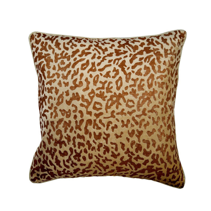 Roar - Beige Velvet Throw Pillow Cover
