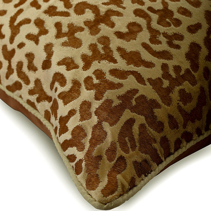 Roar - Beige Velvet Throw Pillow Cover
