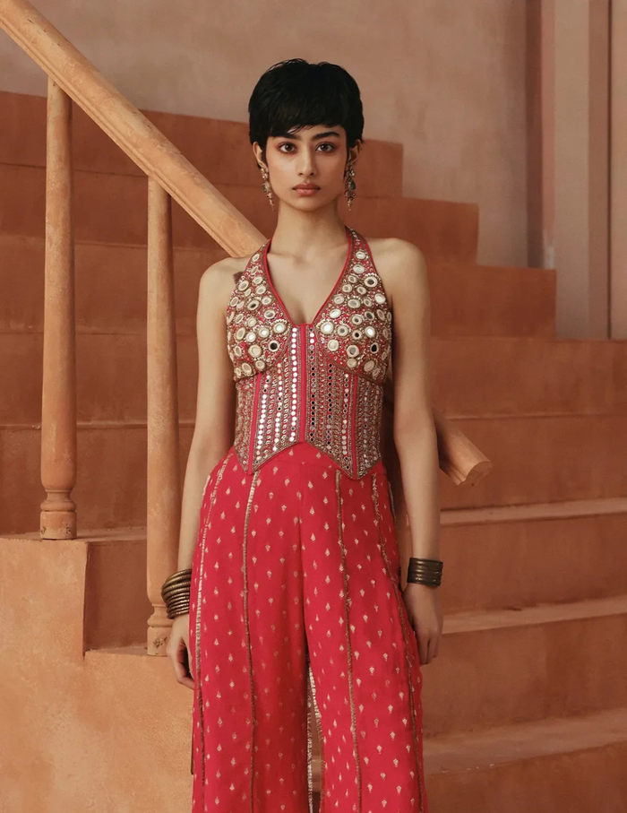 Rose Rogue Sharara Set