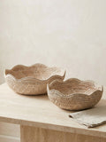 Roslin Rattan Scallop Edge Bowl - White