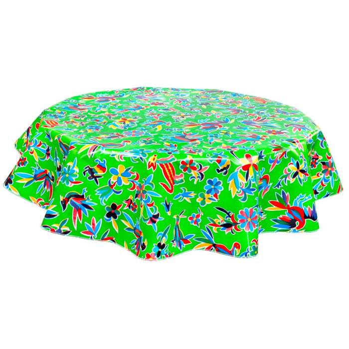 freckled sage round animal wonderland lime green oilcloth tablecloth