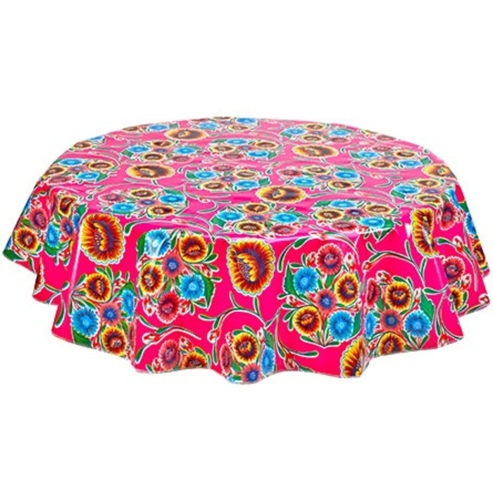 freckled sage round bloom pink oilcloth tablecloths