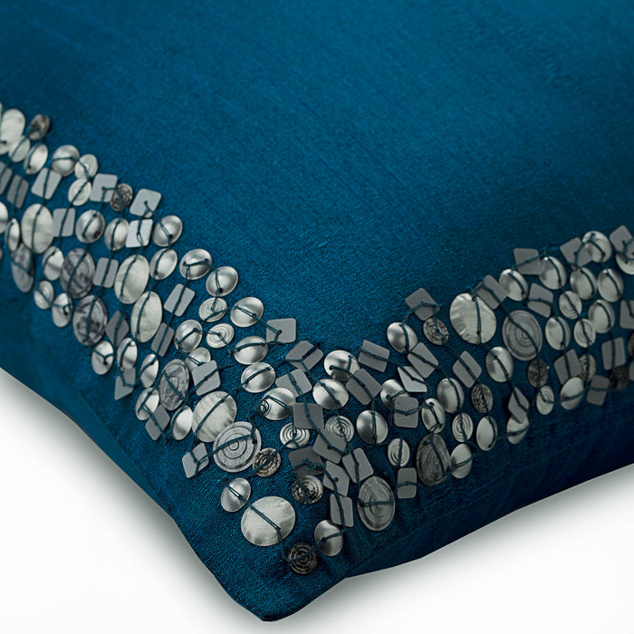 Royal Blue Silver - Royal Blue Art Silk Throw Pillow Cover