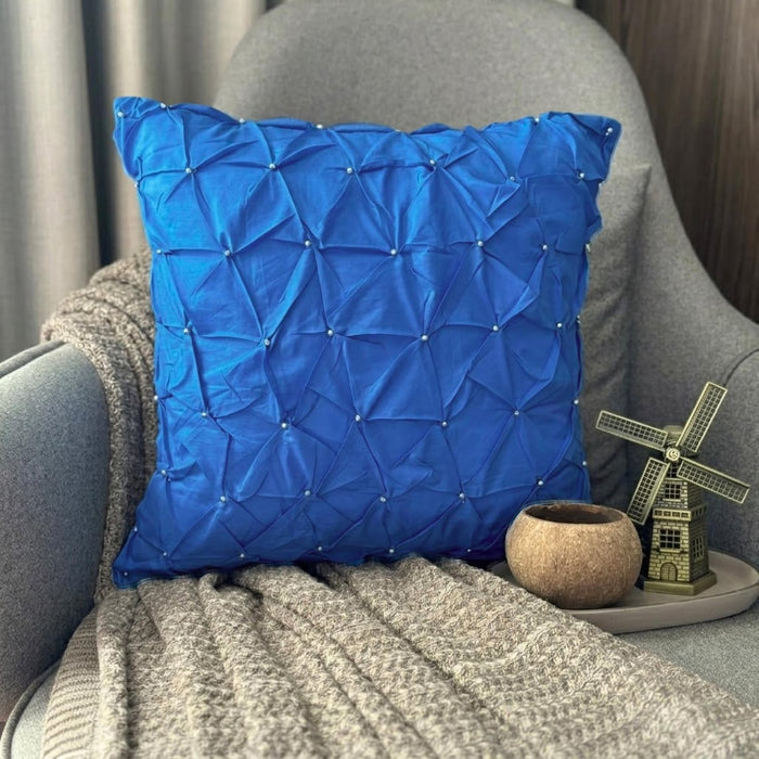 Royal Blue Texture - Royal Blue Taffeta Decorative Euro Sham