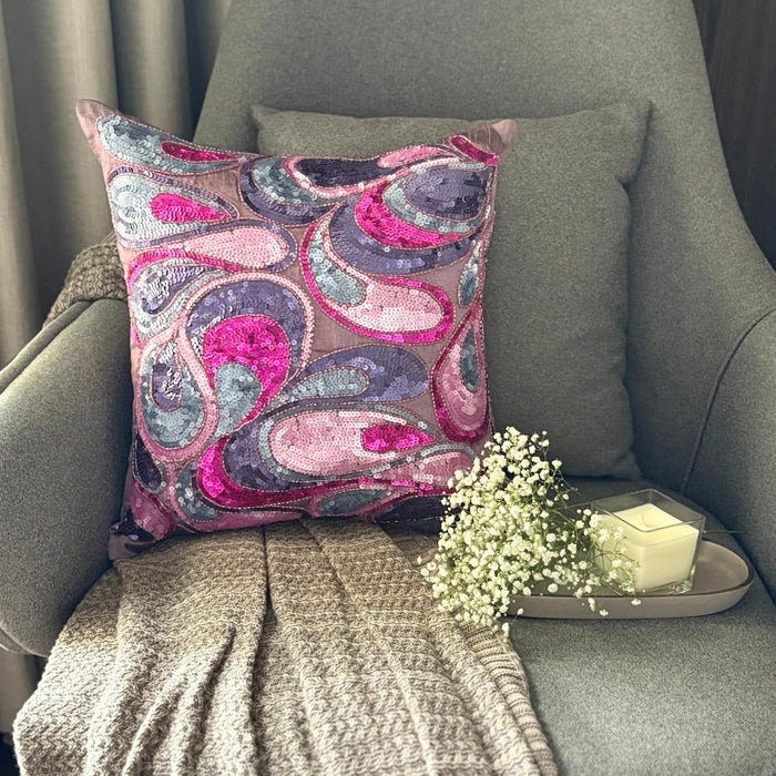 Royal Obsession - Pink & Purple Art Silk Decorative Euro Sham