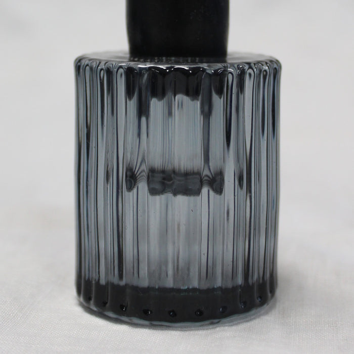 Ruffle Glass Candleholder | 6cm | Black