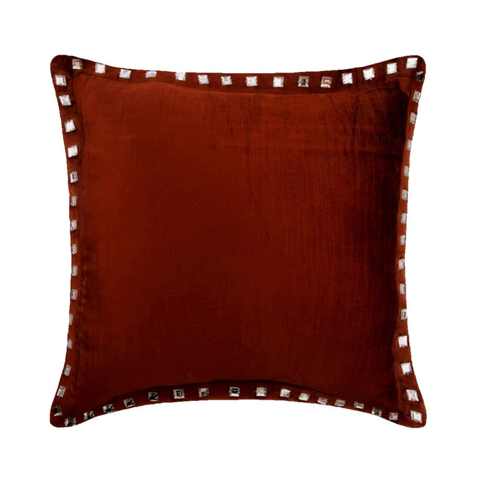 Rust Crystal Palace - Rust Velvet Decorative Euro Sham