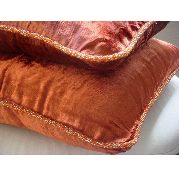 Rust Shimmer - Rust Velvet Decorative Euro Sham