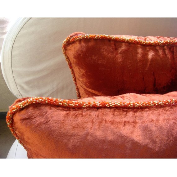 Rust Shimmer - Rust Velvet Throw Pillow Cover