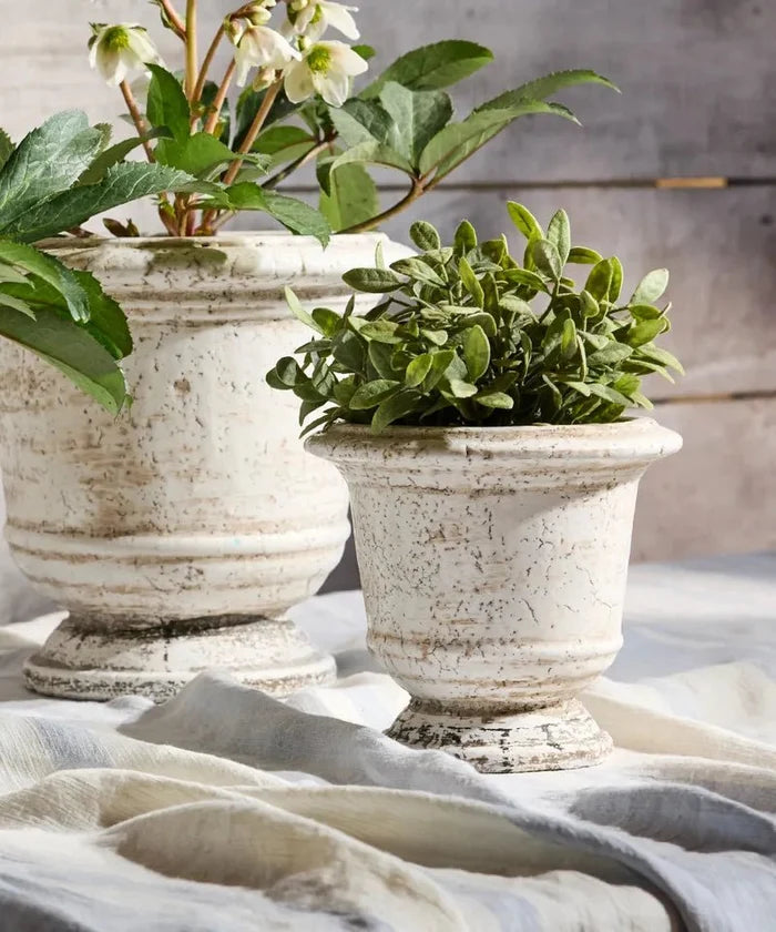 Rustic White Planter Urn | Small - Suzie Anderson Home