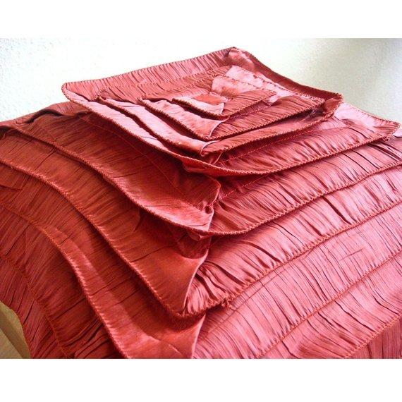 Rusty Frills - Rust Crushed Art Silk Decorative Euro Sham