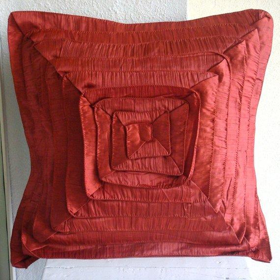 Rusty Frills - Rust Crushed Art Silk Decorative Euro Sham